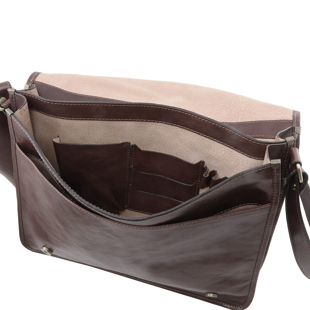 Große dunkelbraune Messenger-Tasche⎪ Tuscany Leather