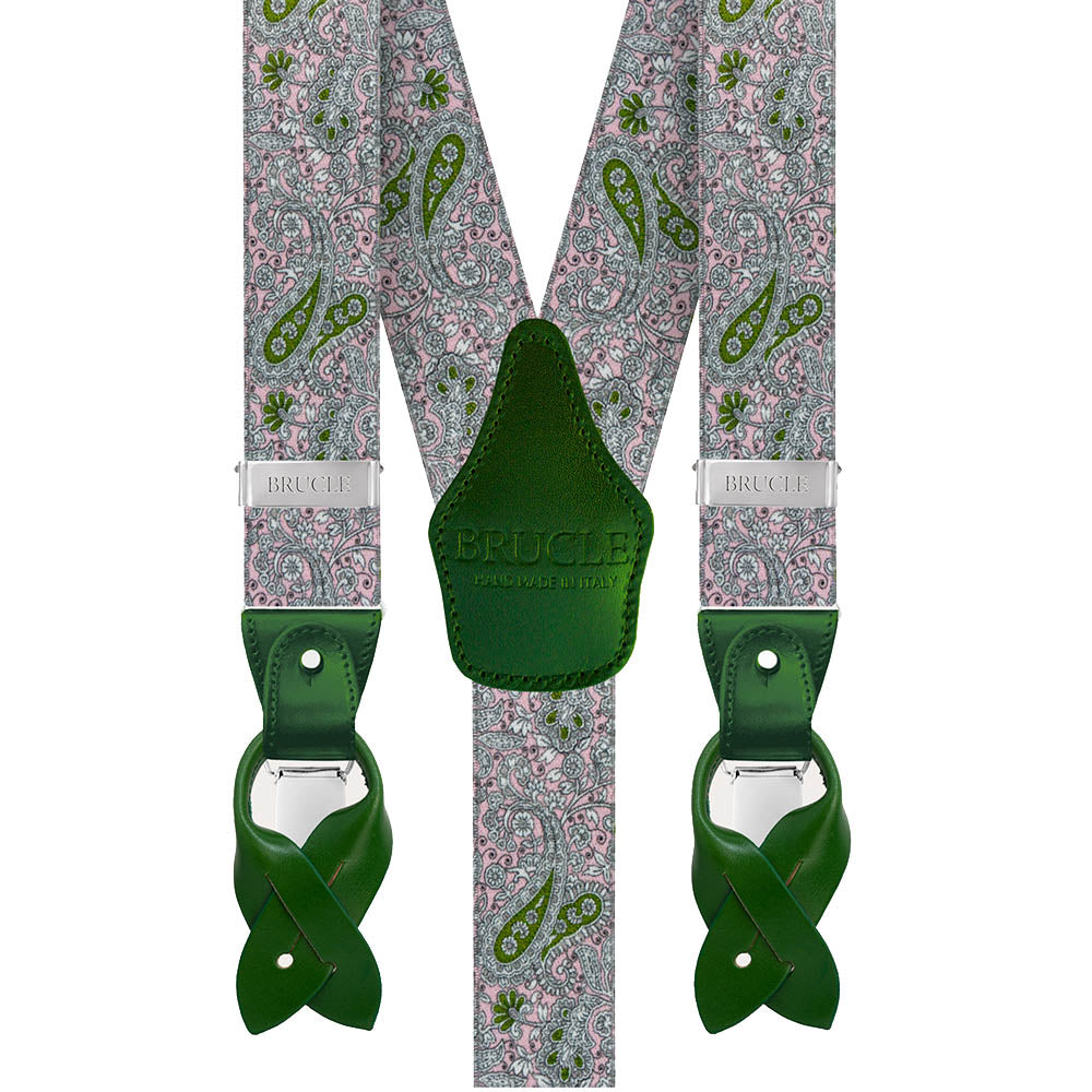 Grüne/rosa gemusterte Hosenträger⎪ Paisley⎪ Brucle