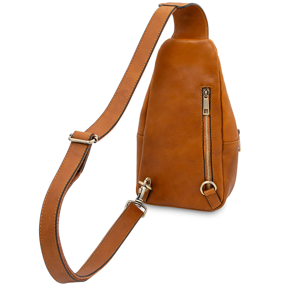 Hellbraune, matte Crossbody-Ledertasche ⎪ Kevin ⎪ Tuscany Leather