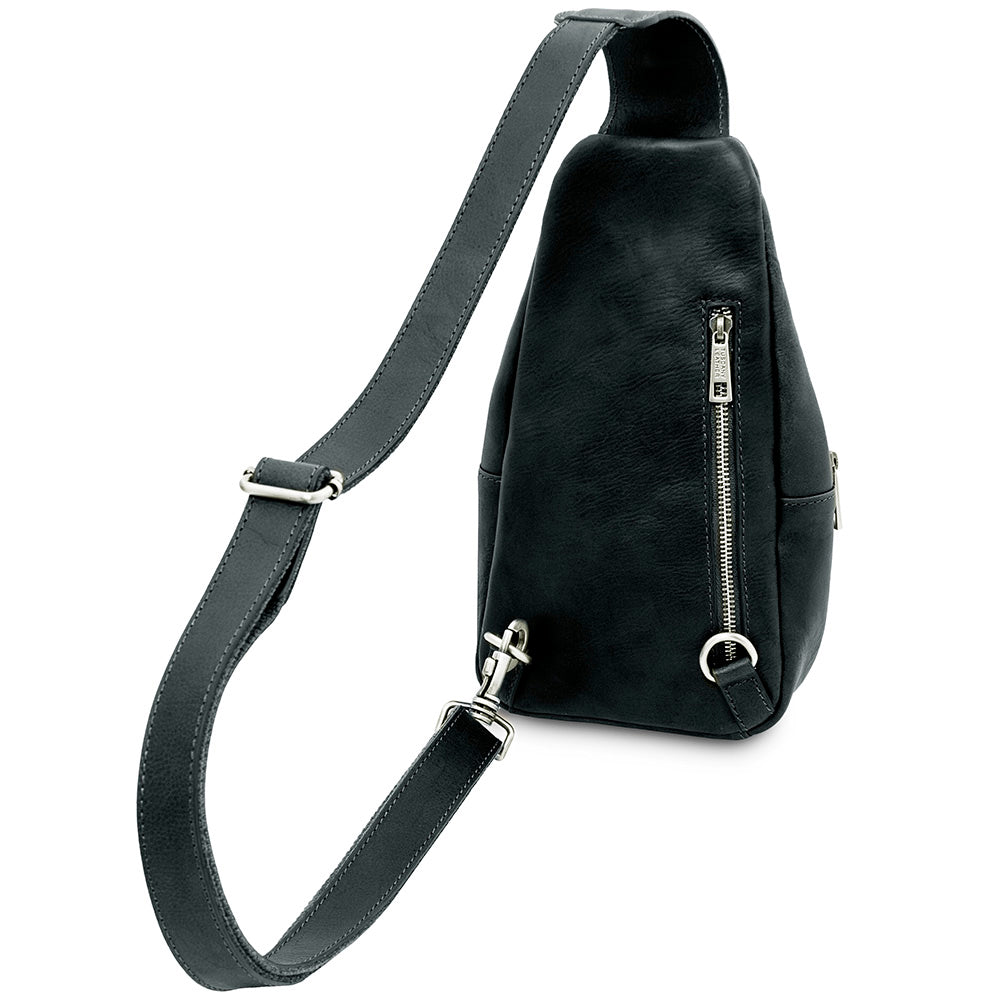Schwarze matte Crossbody-Ledertasche ⎪ Kevin ⎪ Tuscany Leather