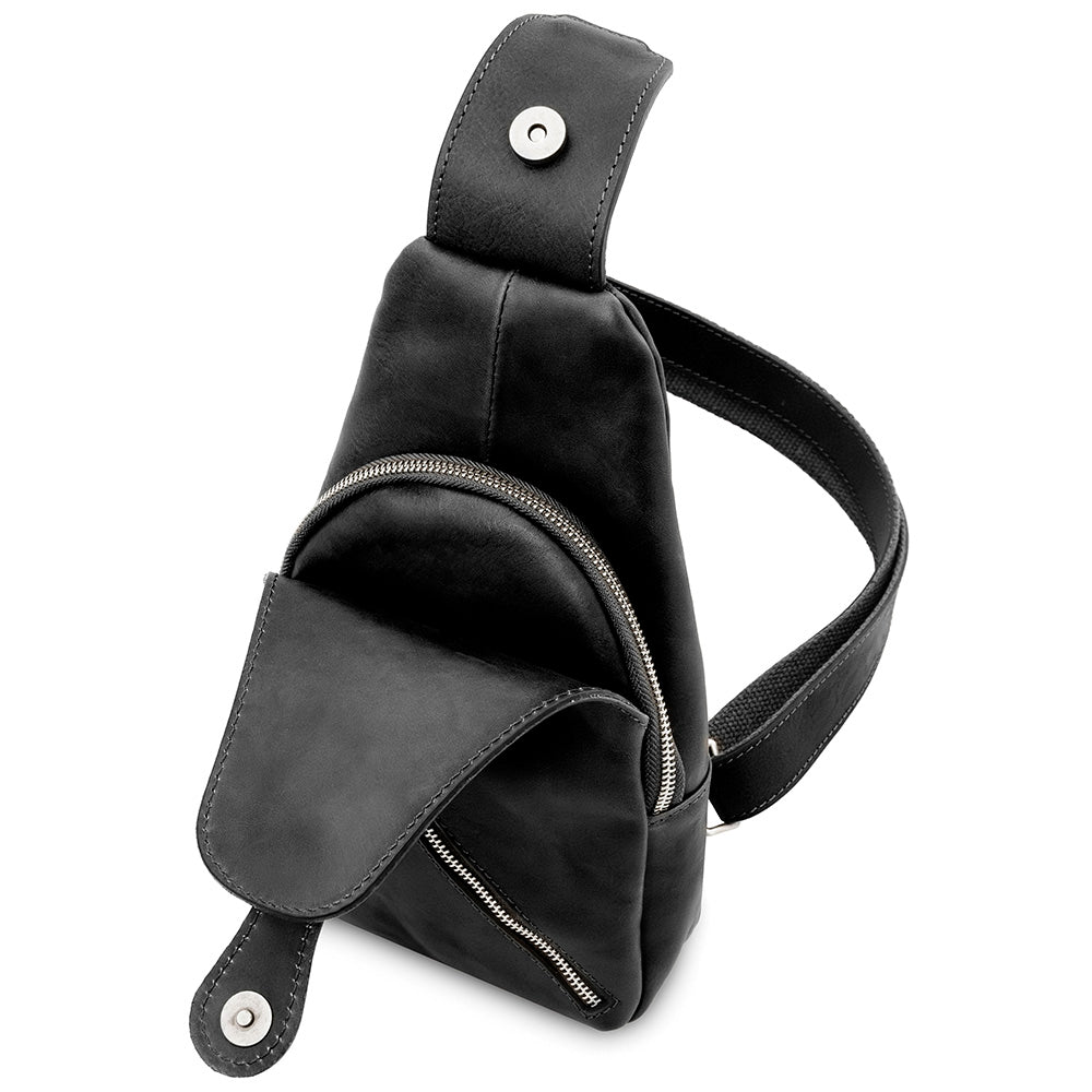 Schwarze matte Crossbody-Ledertasche ⎪ Kevin ⎪ Tuscany Leather