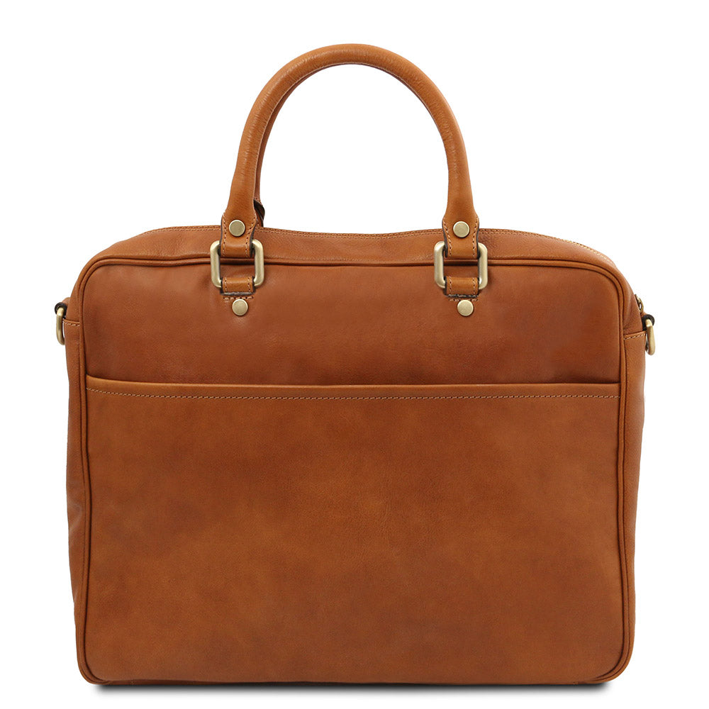 Large Light Brown Leather Briefcase 15.6" ⎪ Pisa ⎪ Tuscany Leather