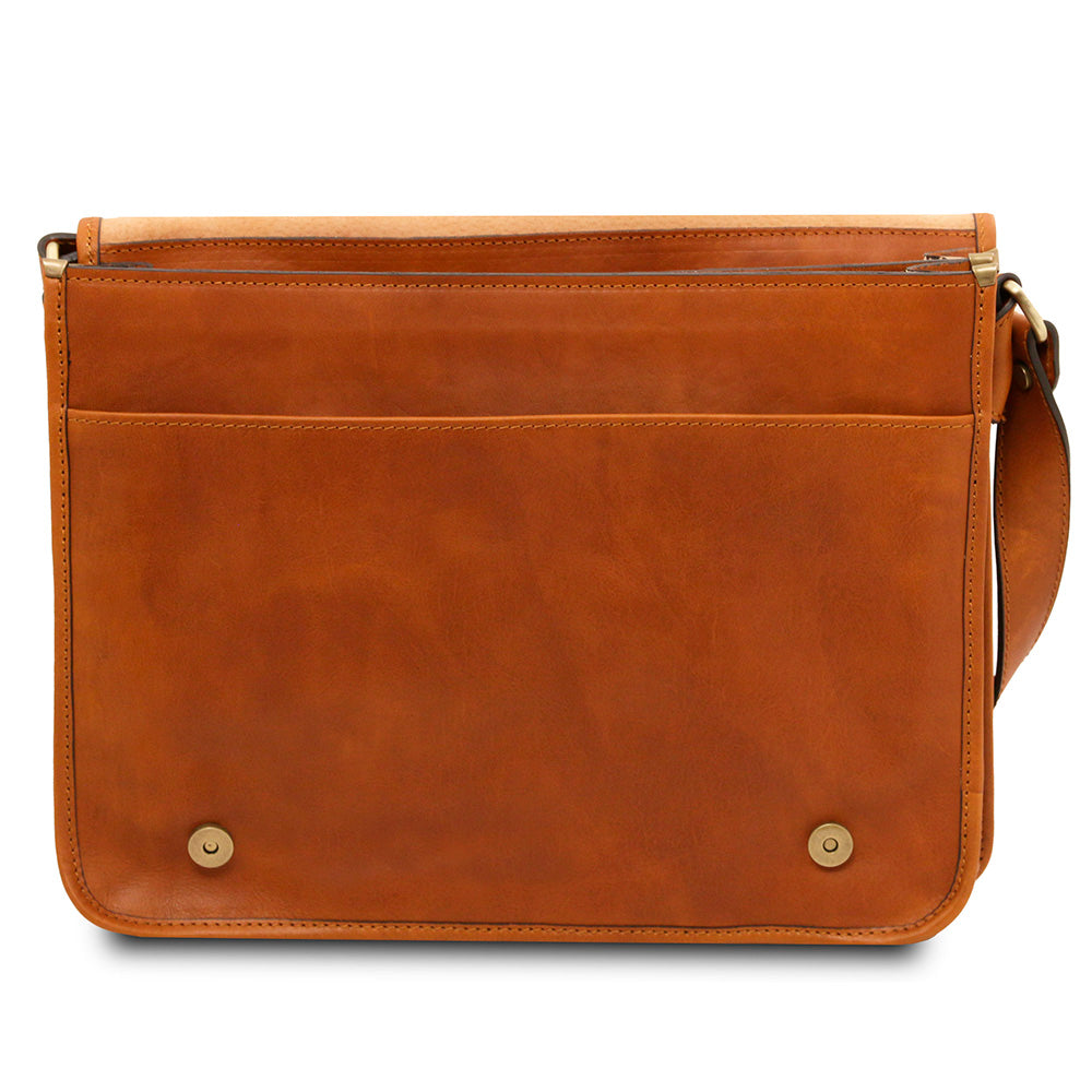 Iso vaaleanruskea matta messenger laukku⎪ Tuscany Leather