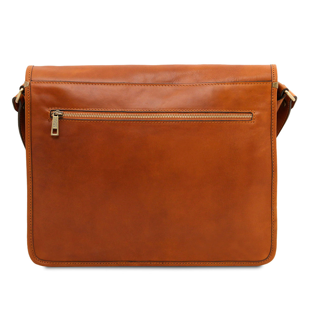 Iso vaaleanruskea matta messenger laukku⎪ Tuscany Leather