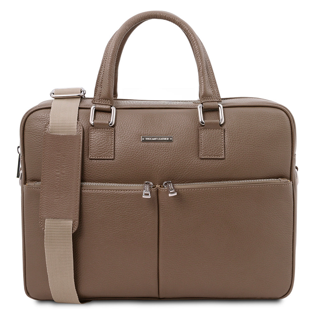 Große dunkelgraue Leder-Aktentasche 17,3" ⎪ Treviso ⎪ Tuscany Leather