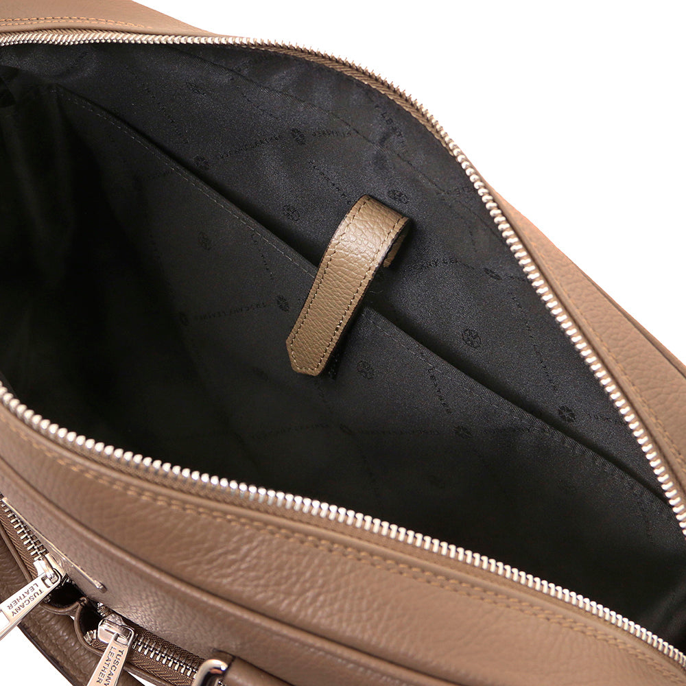 Große dunkelgraue Leder-Aktentasche 17,3" ⎪ Treviso ⎪ Tuscany Leather