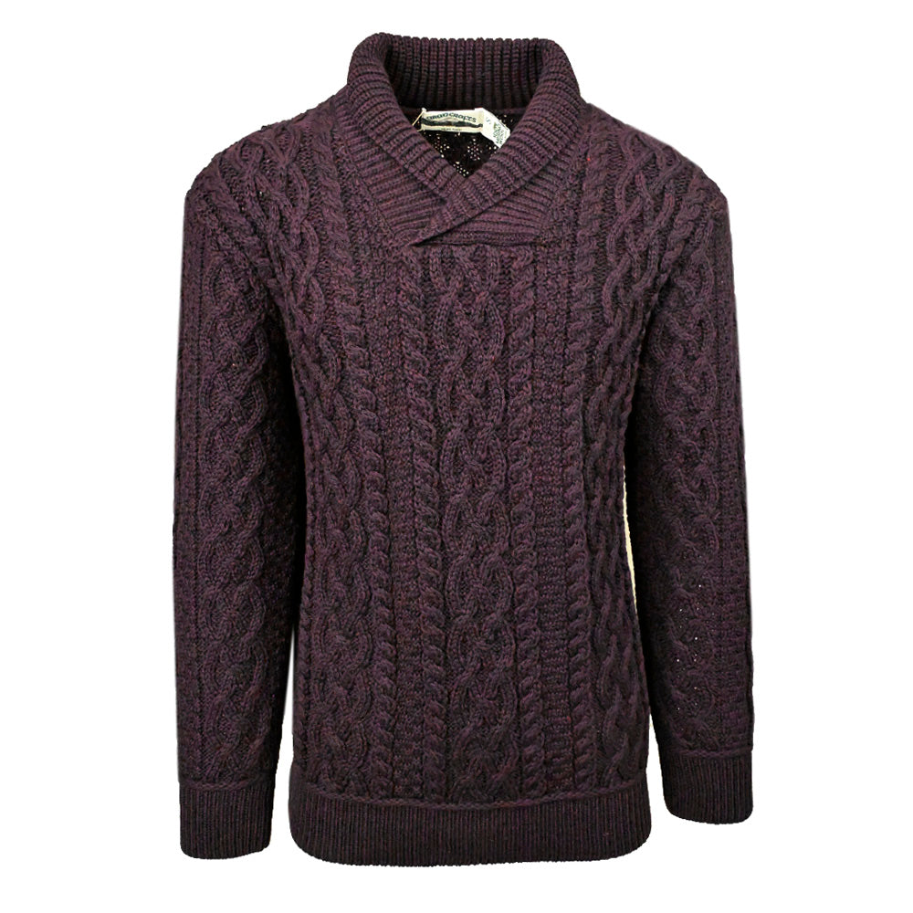 Burgundy  merinovilla neulepaita kauluksella ⎪  Bunratty  ⎪ Aran Crafts