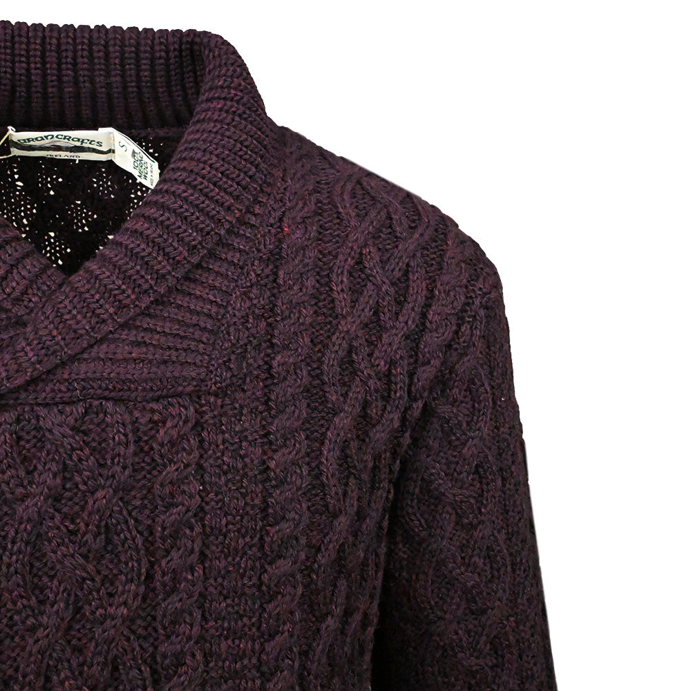 Burgundy  merinovilla neulepaita kauluksella ⎪  Bunratty  ⎪ Aran Crafts