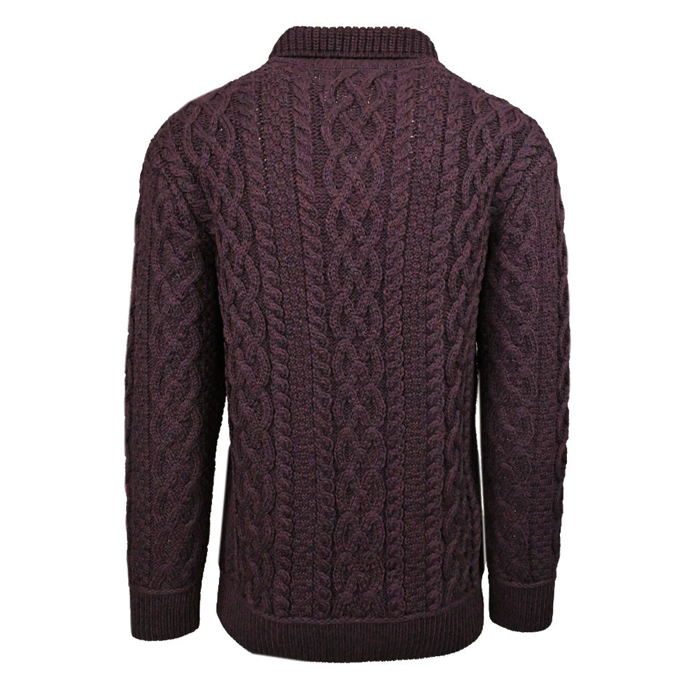 Burgundy  merinovilla neulepaita kauluksella ⎪  Bunratty  ⎪ Aran Crafts