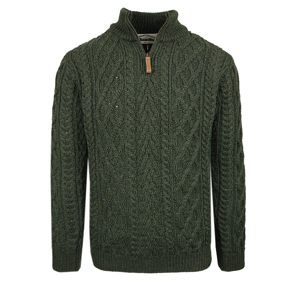 Blue merino wool sweater with zipper ⎪ Sherwood ⎪ Aran Crafts