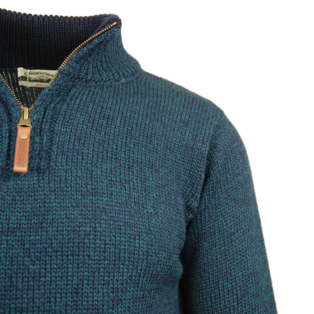 Blå stickad tröja med dragkedja ⎪ Denim ⎪ Aran Crafts