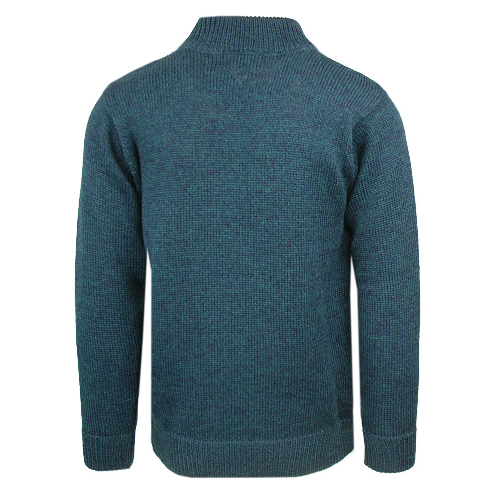 Blå stickad tröja med dragkedja ⎪ Denim ⎪ Aran Crafts