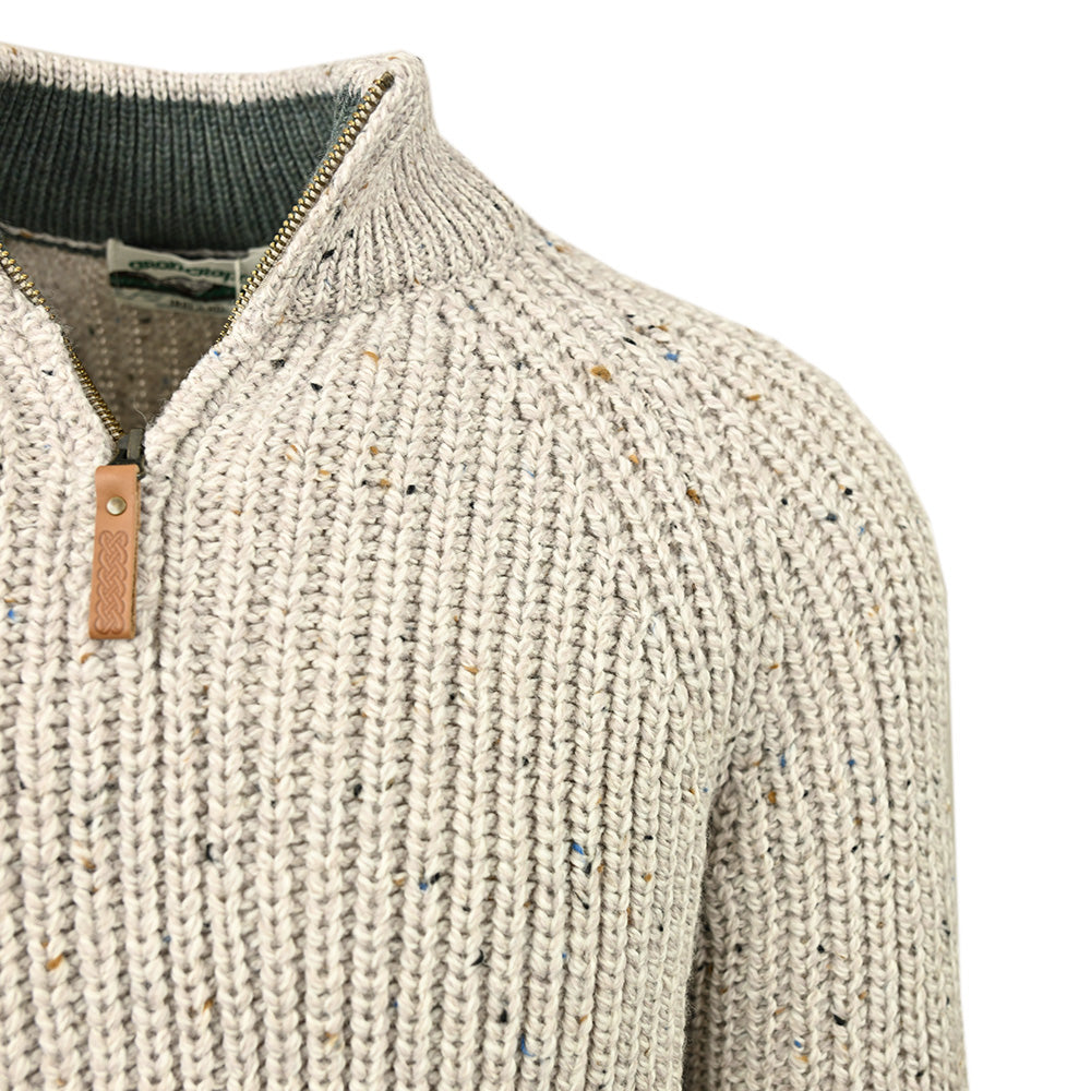 Beige neulepaita vetoketjulla ⎪ Oatmeal ⎪ Aran Crafts