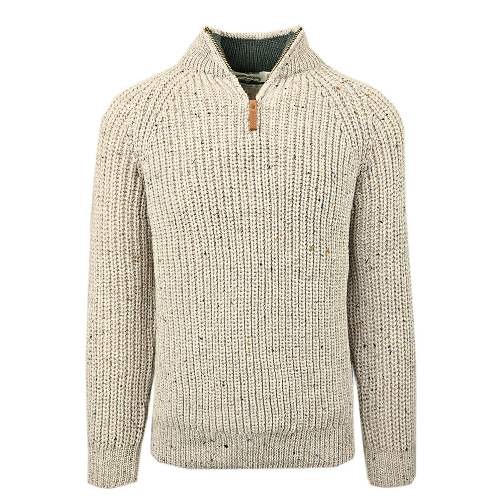 Beige neulepaita vetoketjulla ⎪ Oatmeal ⎪ Aran Crafts