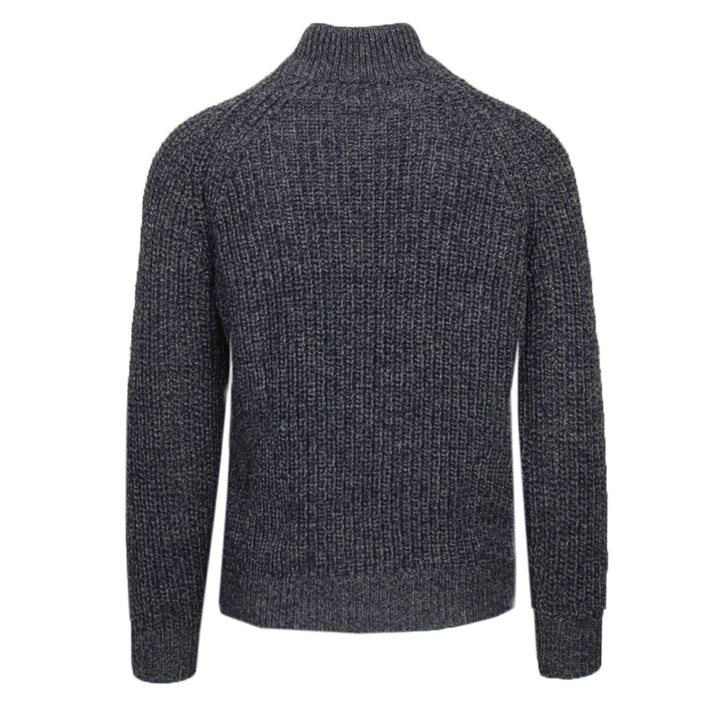 Steel blue knit sweater with zipper ⎪ Cormorant ⎪ Aran Crafts