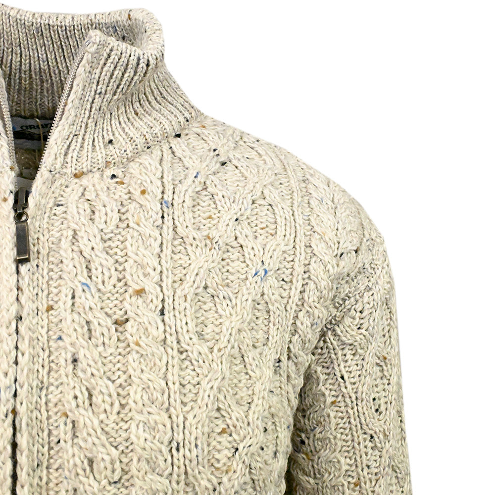 Beige merinovilla neuletakki ⎪ Zipper ⎪ Aran Crafts