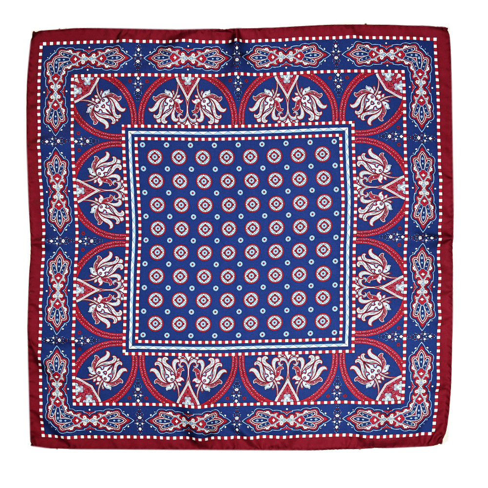 Dark blue / Red silk pocket square ⎪ 57 x 57 ⎪ Antartide
