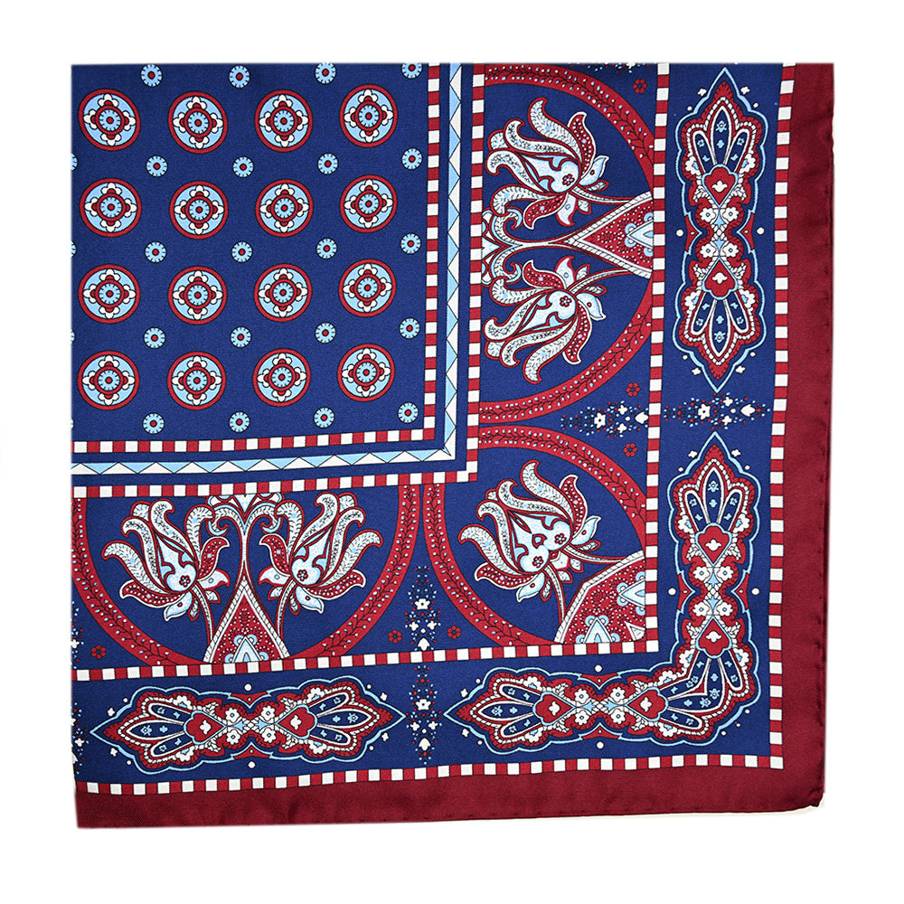Dark blue / Red silk pocket square ⎪ 57 x 57 ⎪ Antartide