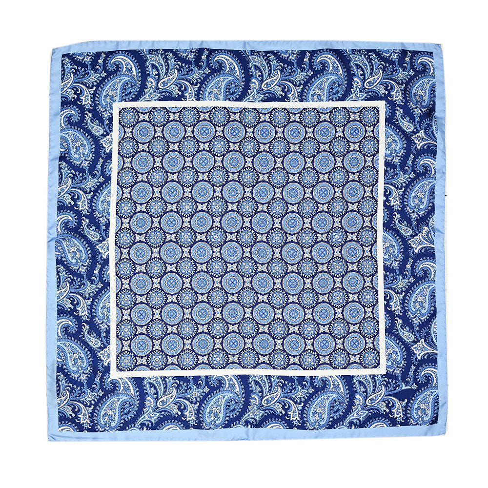 Dark navy / Light blue silk pocket square ⎪ 57 x 57 ⎪ Antartide