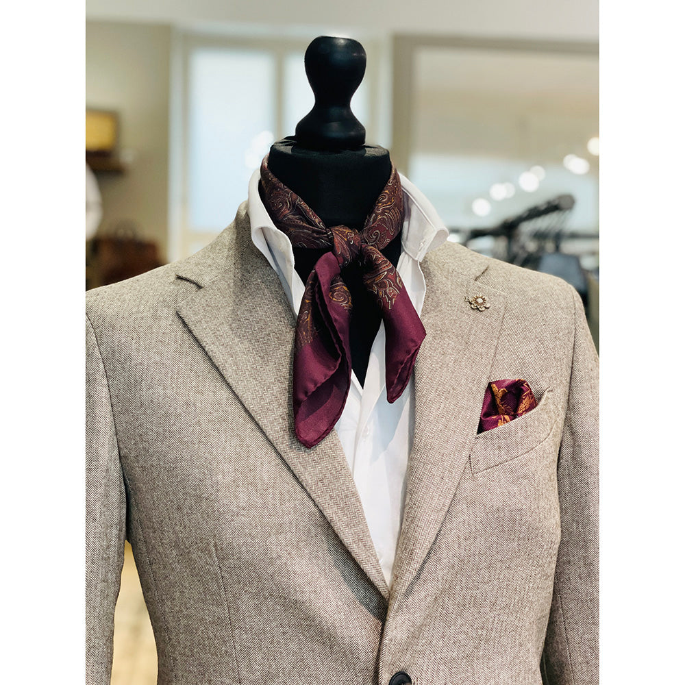 Burgundy silkkinen neliöhuivi ⎪ 57 x 57 ⎪ Antartide