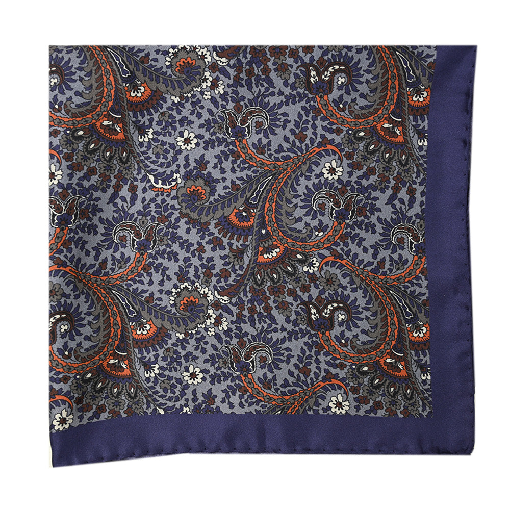Sinertävä kuviollinen silkkinen neliöhuivi ⎪ 57 x 57 ⎪ Antartide
