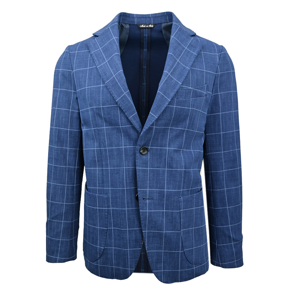 Blauer karierter Blazer ⎪ Quadro Stretch ⎪ Adriano Langella