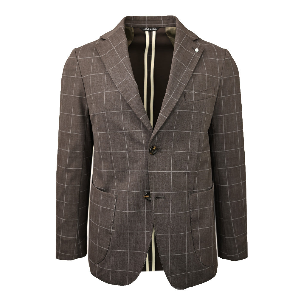 Dark brown checked blazer ⎪ Quadro Stretch ⎪ Adriano Langella