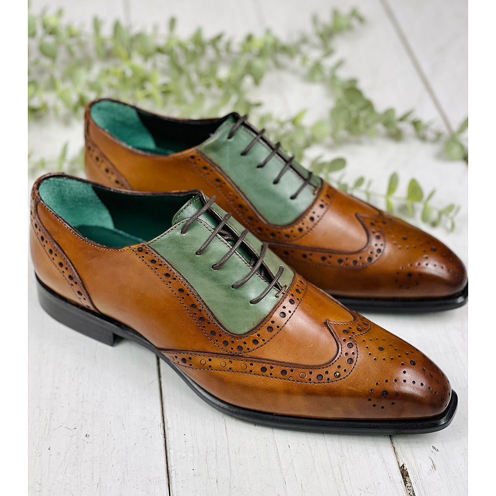 Brauner / Grüner Lederschuh ⎪ Brogue Oxford ⎪ Nobile