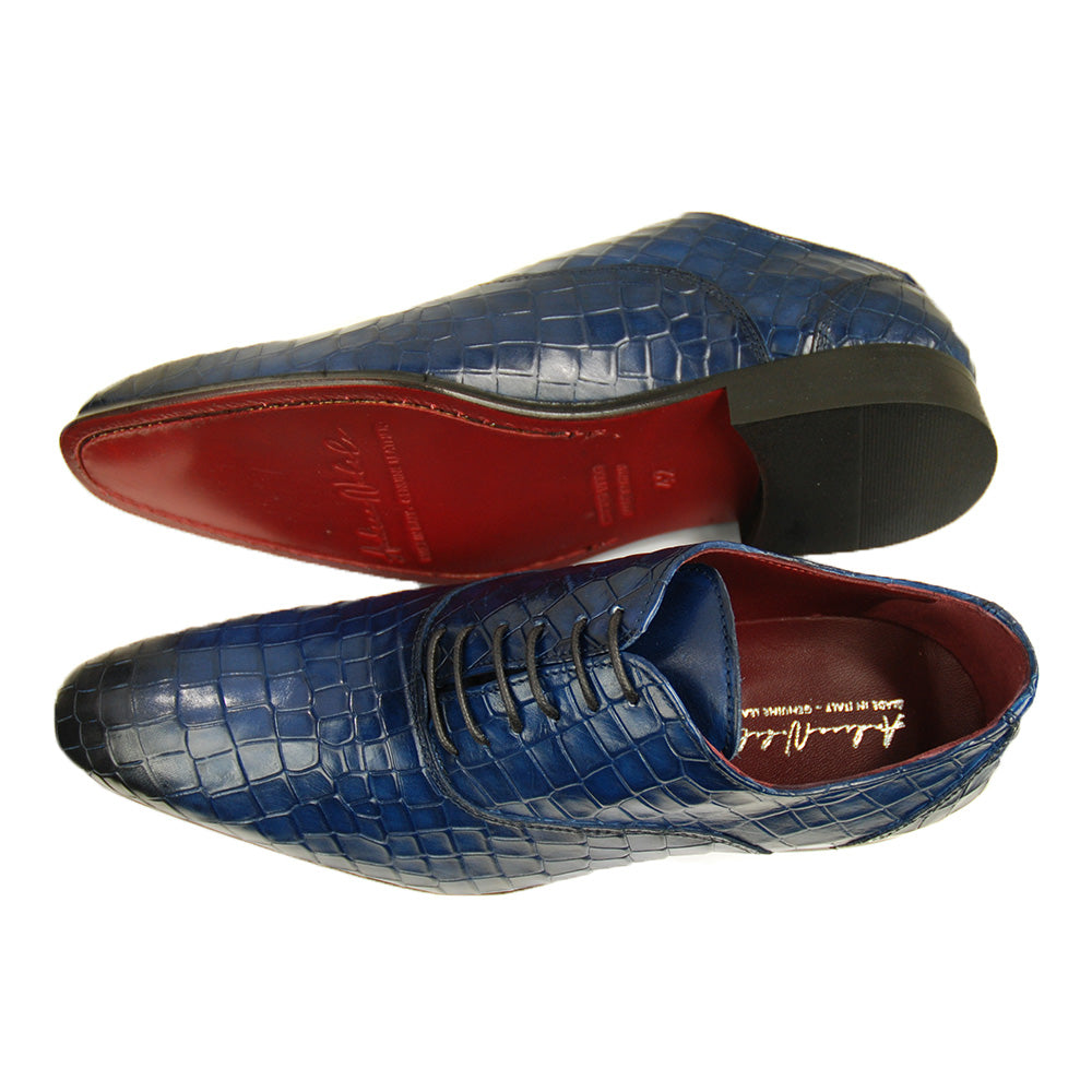 Blauer Lederschuh⎪ Crocco ⎪ Nobile