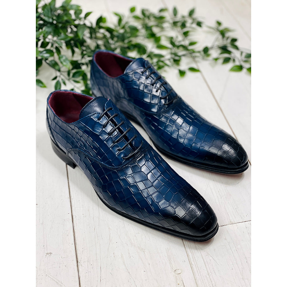 Blue leather shoe⎪ Crocco ⎪ Nobile