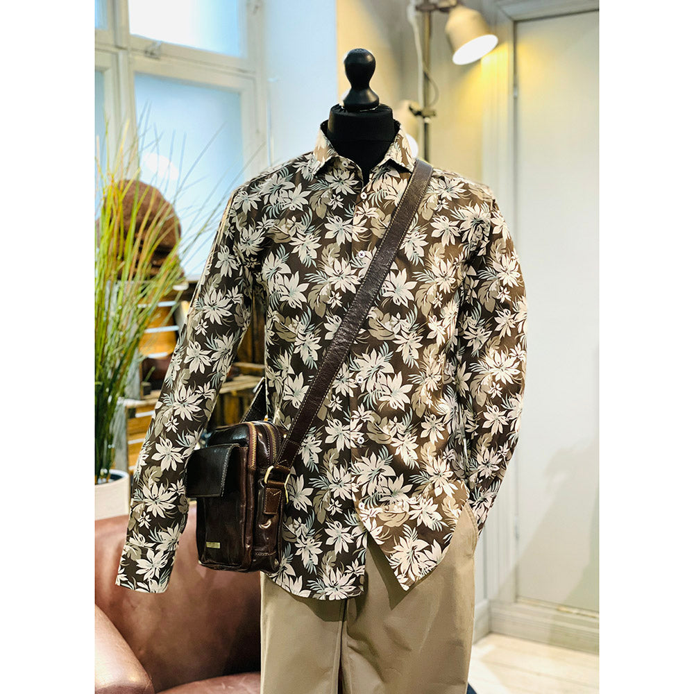 Brown / Green patterned collared shirt ⎪ San Pietro ⎪ Nobile