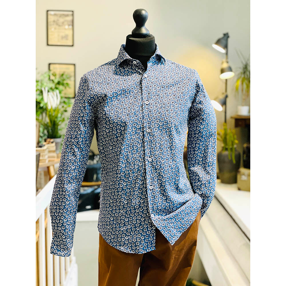 Blue floral pattern collared shirt ⎪ San Pietro ⎪ Nobile