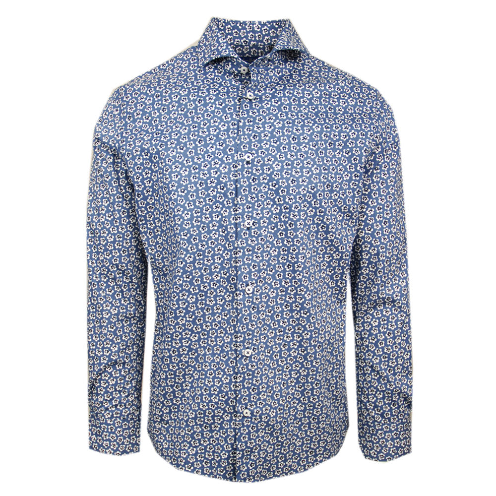 Blue floral pattern collared shirt ⎪ San Pietro ⎪ Nobile