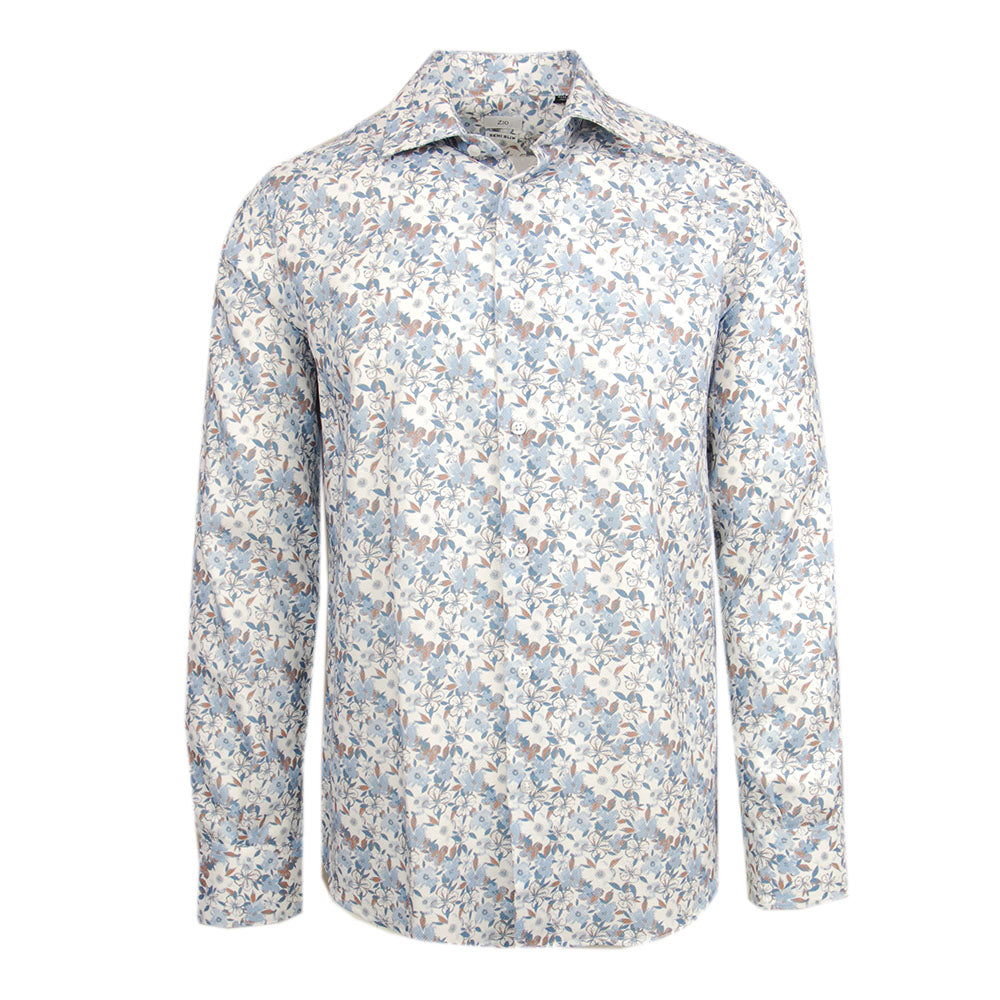 White dress shirt with light blue floral pattern ⎪ Zanobi ⎪ Nobile