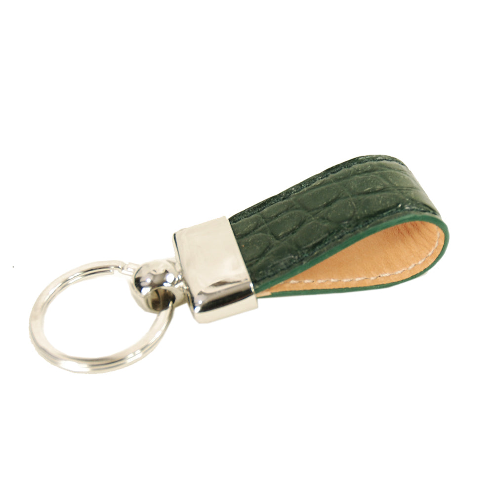Ash brown crocodile leather keychain ⎪ Bochicchio