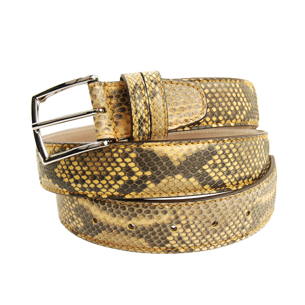 Yellow patterned python belt⎪ Bochicchio