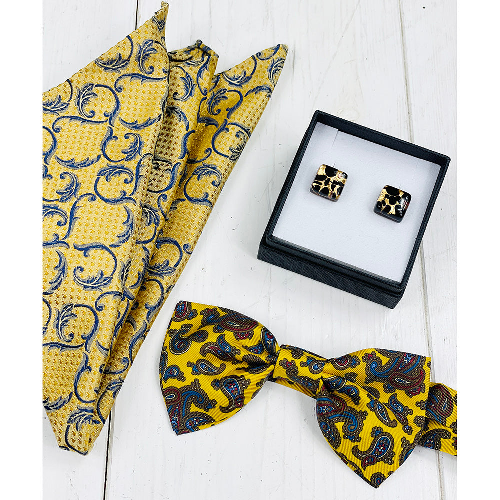 Yellow Paisley bow tie BP Silk