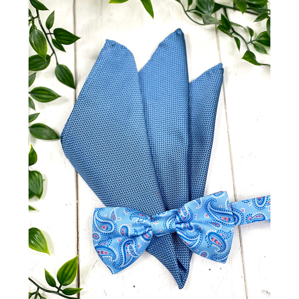 Light blue Paisley bow tie BP Silk