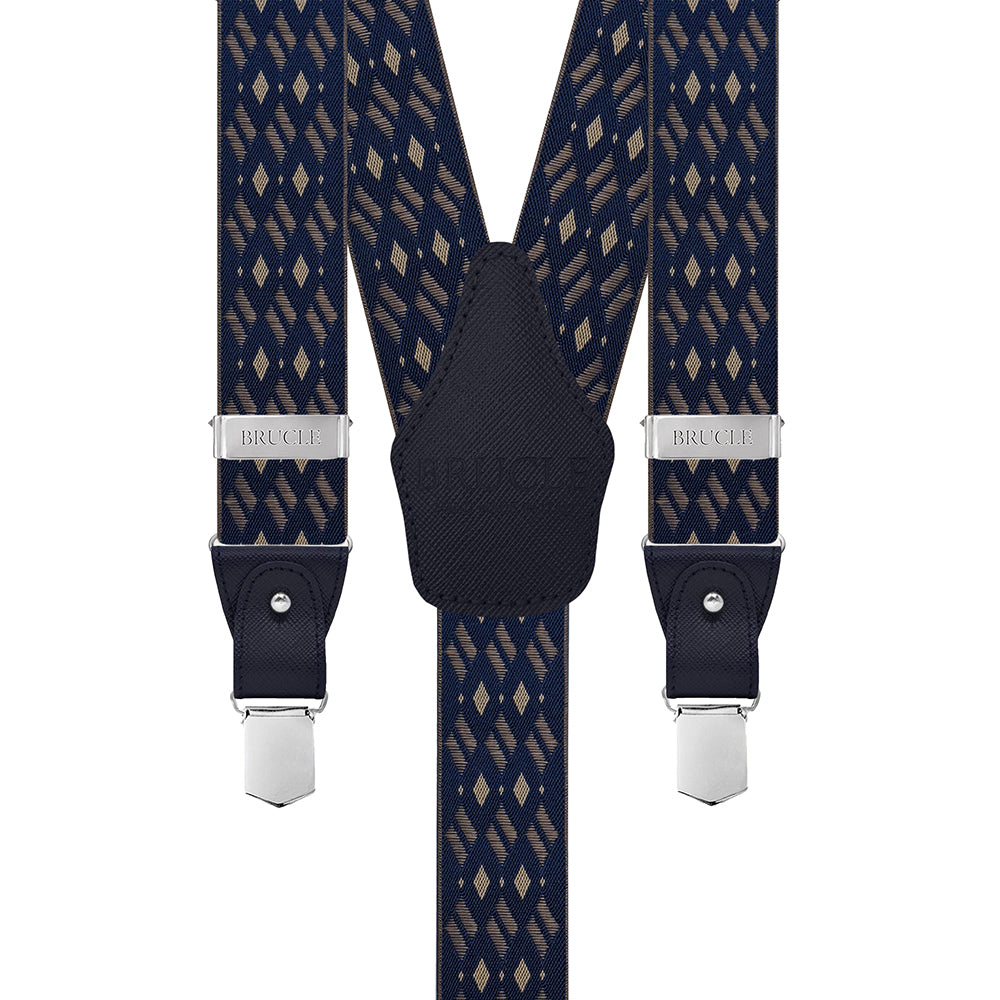 Dark Blue / Brown Patterned Suspenders⎪ Brucle