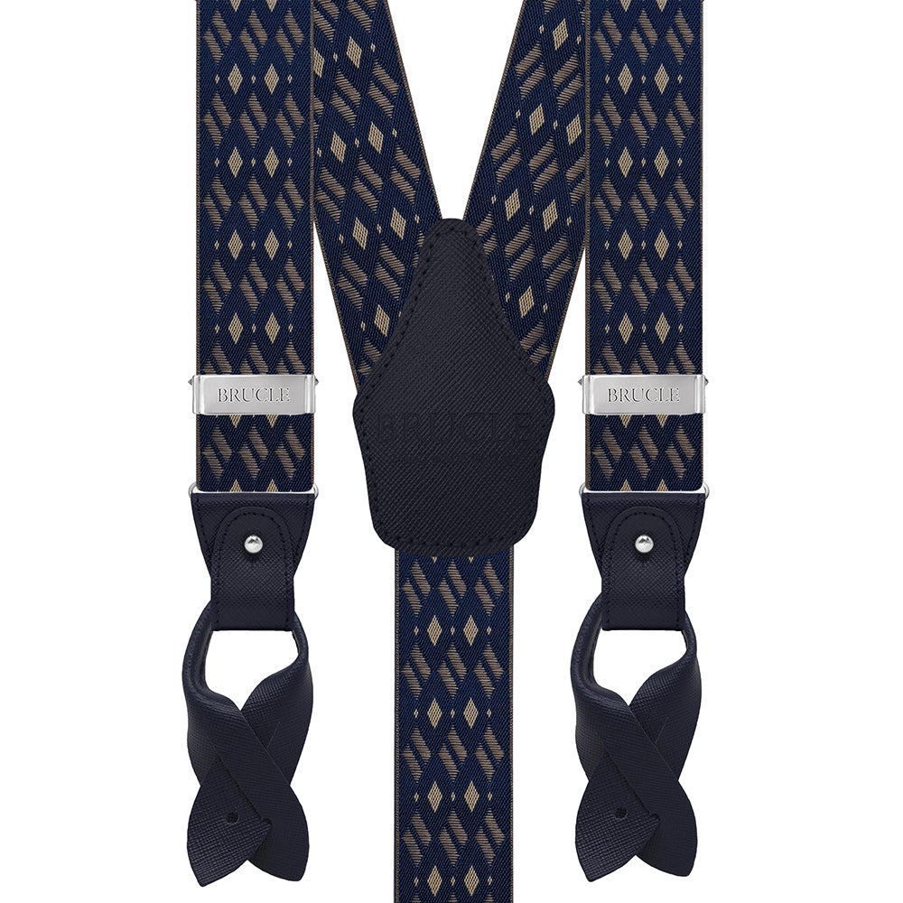 Dark Blue / Brown Patterned Suspenders⎪ Brucle