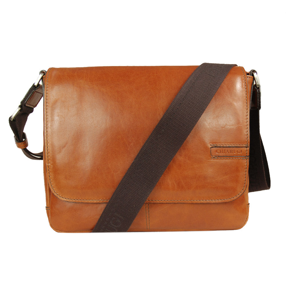 Liten ljusbrun messenger-läderväska   ⎪Chiarugi