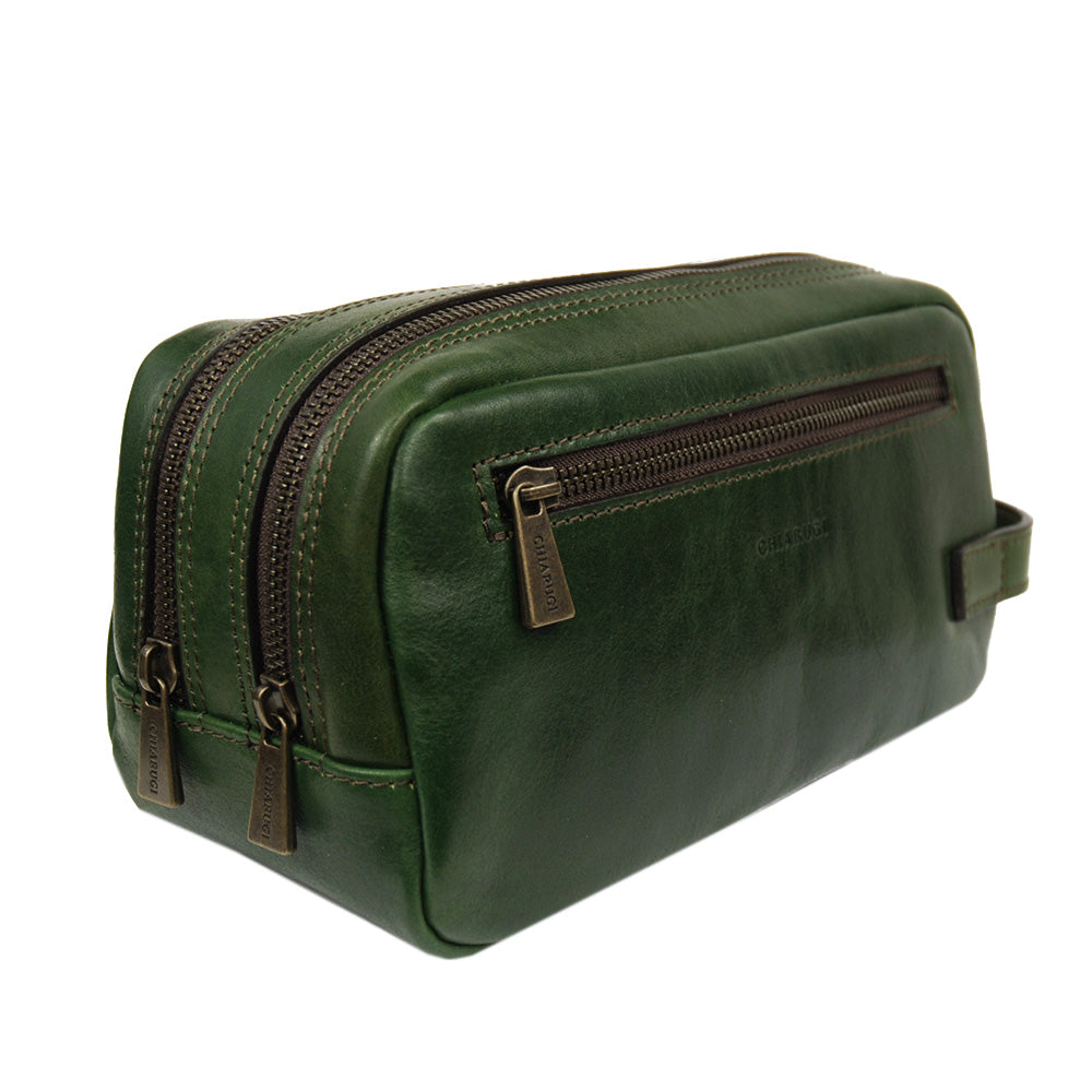 Vihreä nahkainen toilettilaukku ⎪ Old Tuscany ⎪ Chiarugi