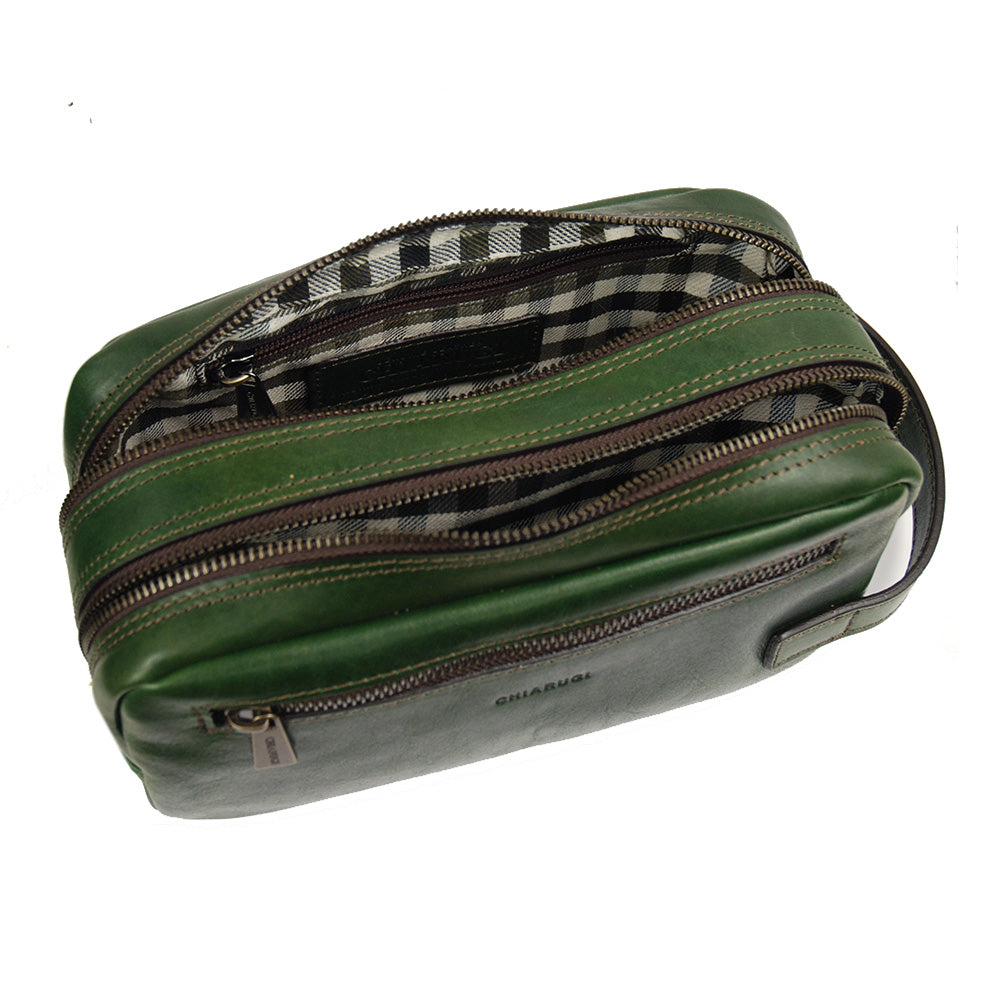 Vihreä nahkainen toilettilaukku ⎪ Old Tuscany ⎪ Chiarugi