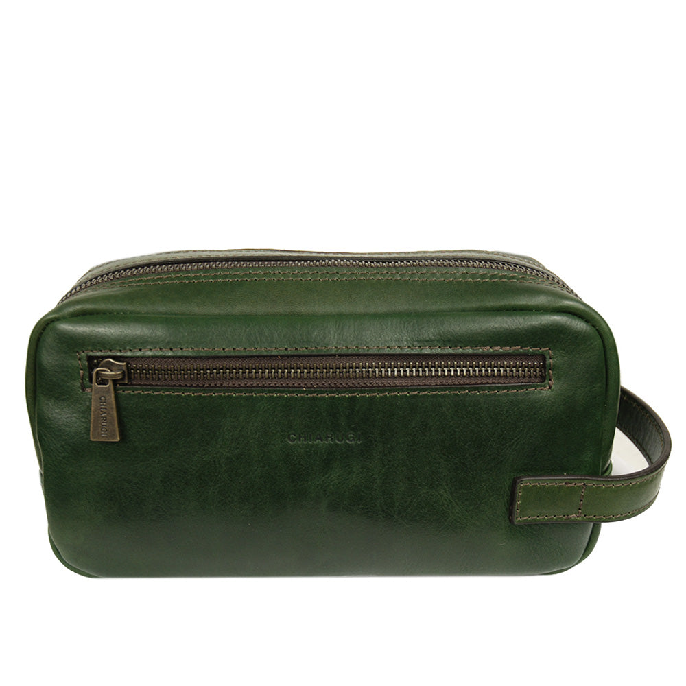 Vihreä nahkainen toilettilaukku ⎪ Old Tuscany ⎪ Chiarugi