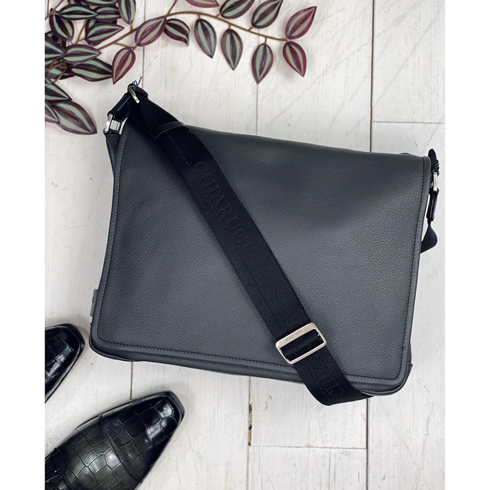 Dark grey messenger leather bag⎪ Chiarugi