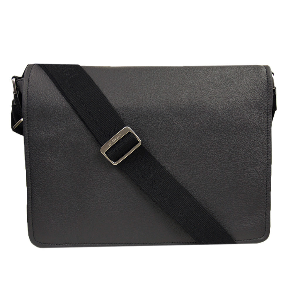 Dark grey messenger leather bag⎪ Chiarugi