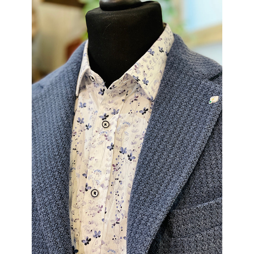 Valkoinen kauluspaita vaaleansinisellä kuviolla⎪ Novara  ⎪ Circus Red