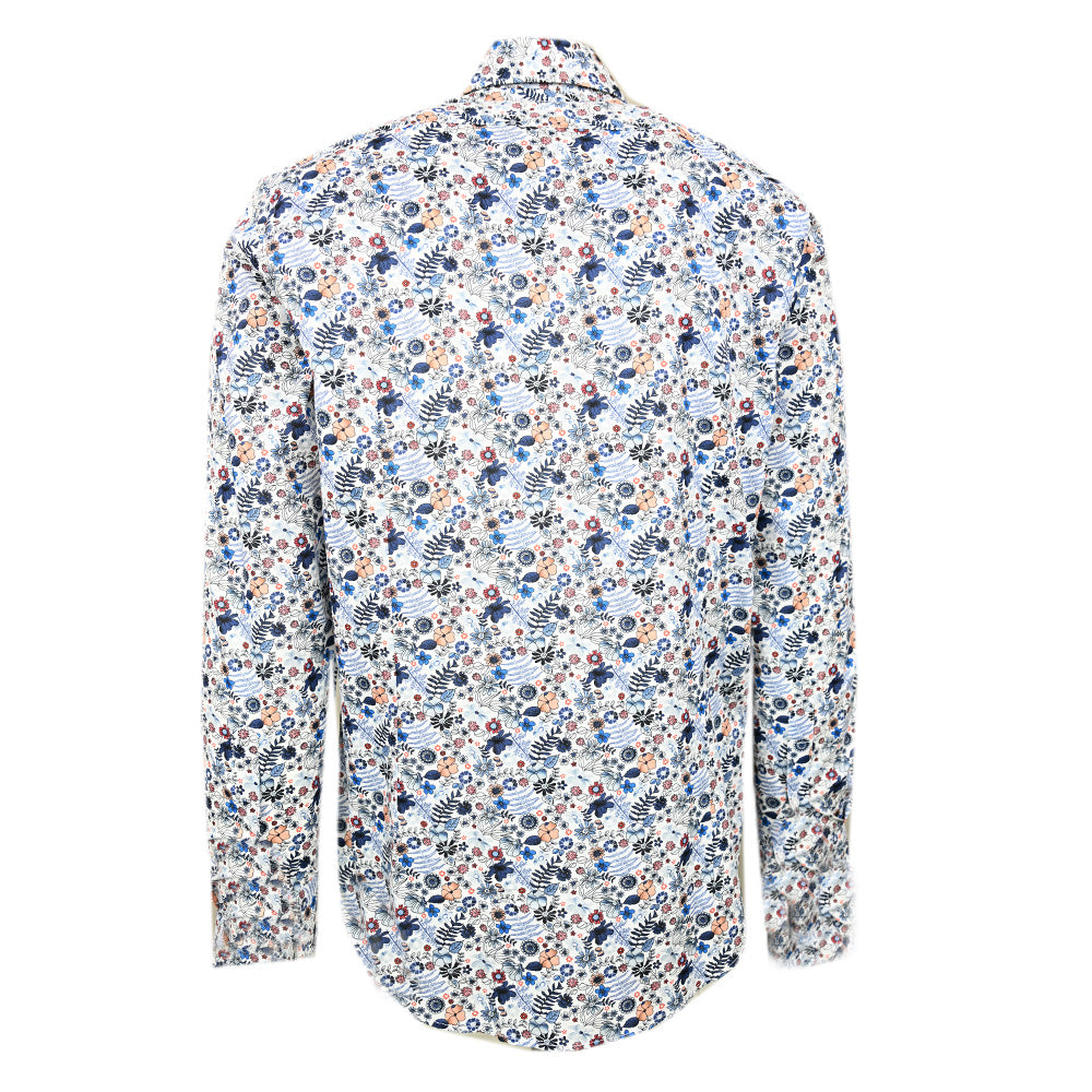 Vit skjorta med blått mönster⎪Volterra⎪Circus Red