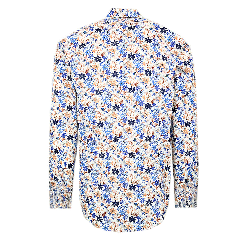 Vit skjorta med blått / orange mönster⎪ Volterra ⎪ Circus Red