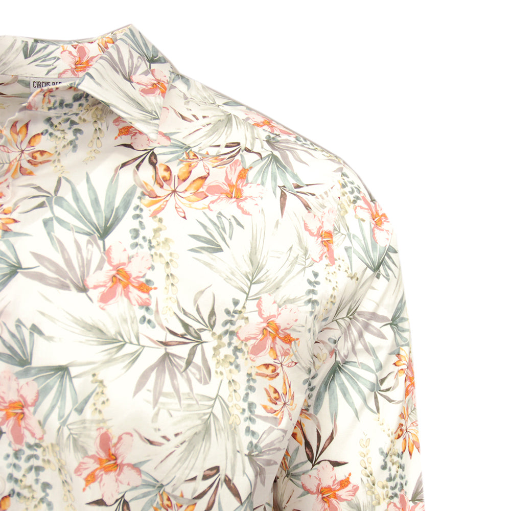 White floral pattern dress shirt ⎪ Osimo ⎪ Circus Red